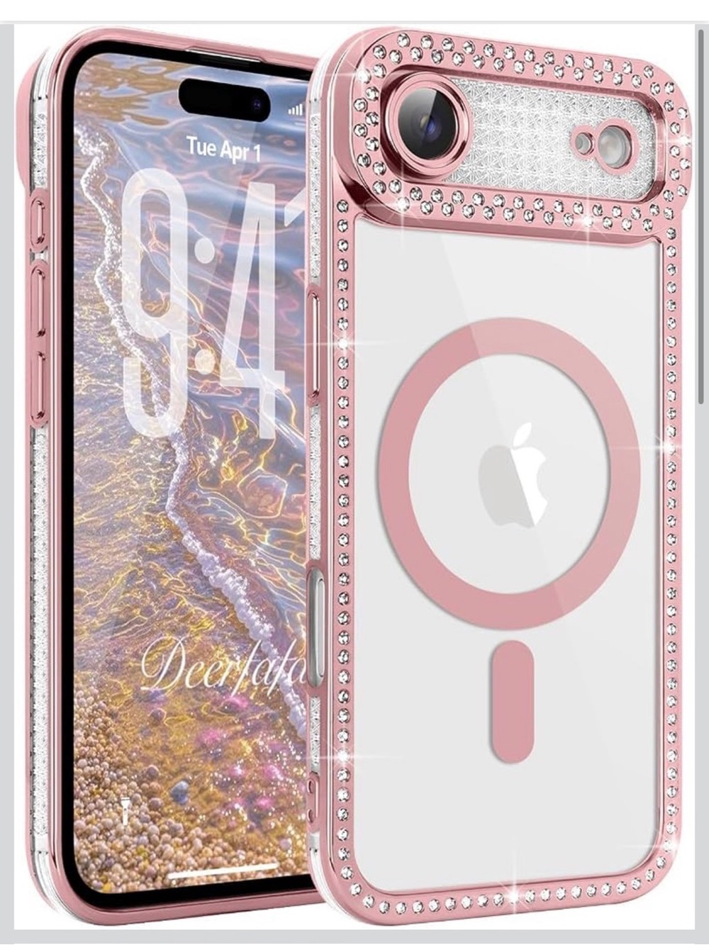 Rose Gold Glitter MagSafe Clear Phone Case